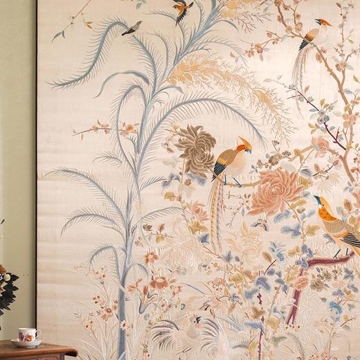 【已售】独角鹿西洋古董 1900年代中国出品「锦上添花」传统东方花鸟主题大型粤绣挂屏 商品图3