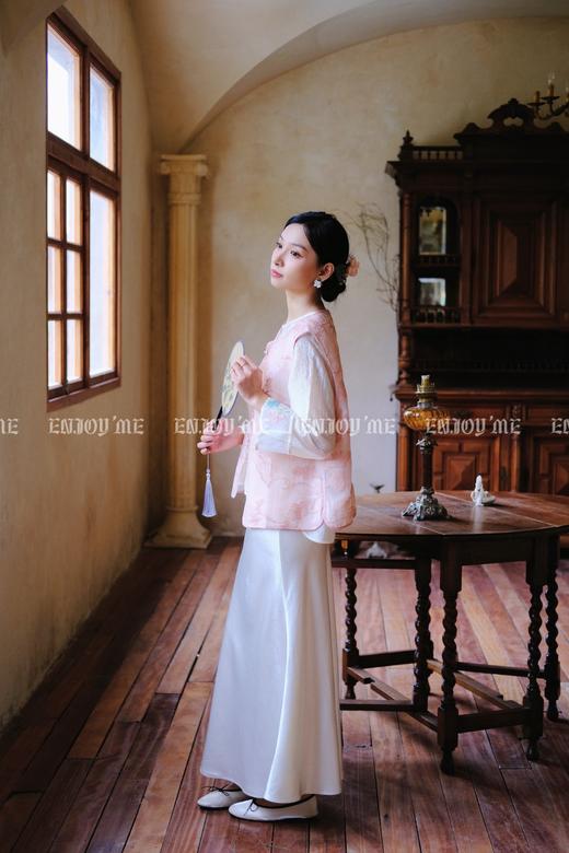 【门店同款】ENJOY夏季云敛-春光推盏粉绿繁枝中式马夹 161922946 商品图1