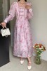 ANSUABEL 粉色印花方领盘扣长款连衣裙 20037 商品缩略图1