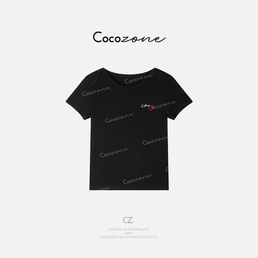 COCO ZONE 刘一一 春季字母刺绣圆领短袖T恤CD1A0040 商品图0