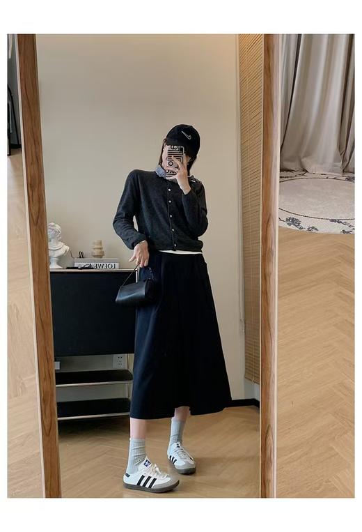 折纸裙jin口抗皱超态棉不对称对褶裥A字裙高腰半身裙 商品图3