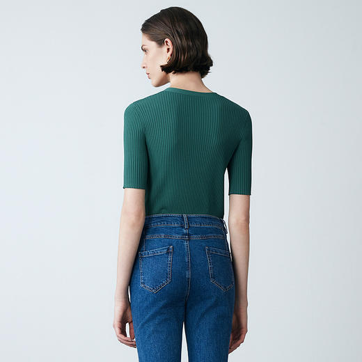 EITIE爱特爱夏季新款气质V领修身显瘦针织衫7801503 商品图8