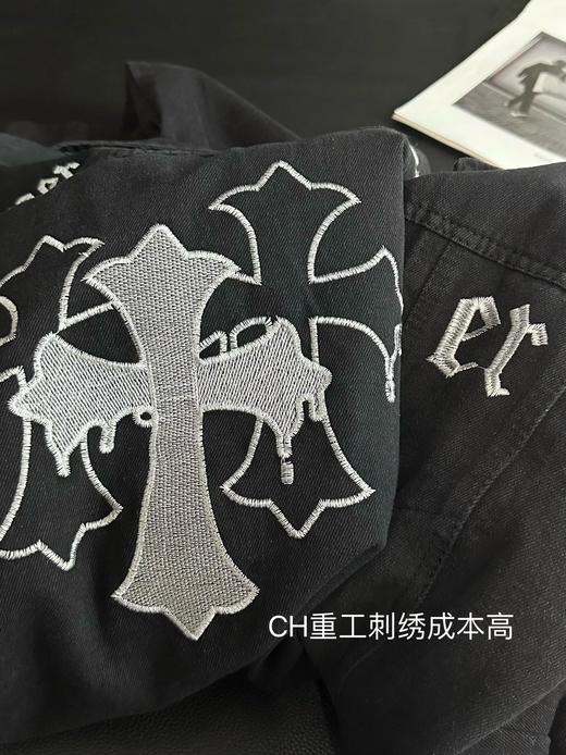 克罗心重工刺绣水洗做旧牛仔夹克外套 商品图6