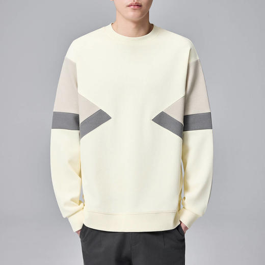 墨麦客男装撞色拼接男士休闲圆领卫衣2024秋季新款重磅肌理上衣男 商品图0