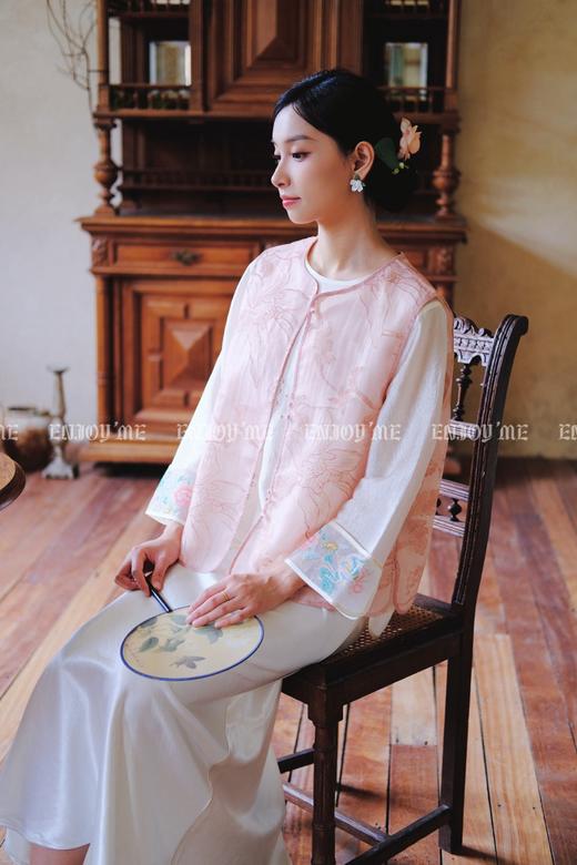 【门店同款】ENJOY夏季云敛-春光推盏粉绿繁枝中式马夹 161922946 商品图5