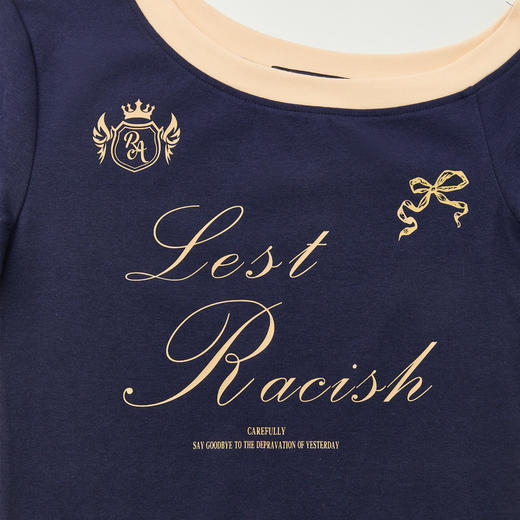 【美式复古辣妹】设计感斜肩短袖T恤女春夏印花上衣V0750280 商品图5