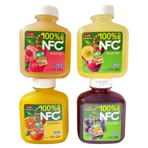 325ml丰之源100% NFC 苹果汁/橙混合汁/桃汁/葡萄汁 100% NFC果汁  0防腐剂 0人工色素 商品图0