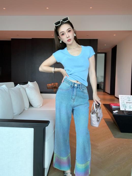 [ PIAN AI ] 冷小姐# 把彩虹穿在身上/ 拼色九分牛仔裤 商品图0