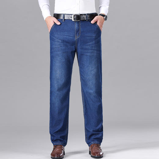 罗蒙男士春夏薄款牛仔裤男宽松直筒弹力商务休闲长裤子 商品图2