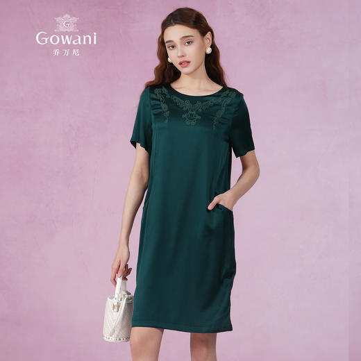 乔万尼夏季时尚桑蚕丝气质宽松中长款真丝连衣裙EN2E541 商品图2