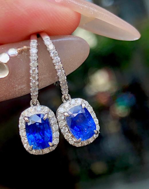 2.19ct刻面蓝宝石耳坠 商品图1