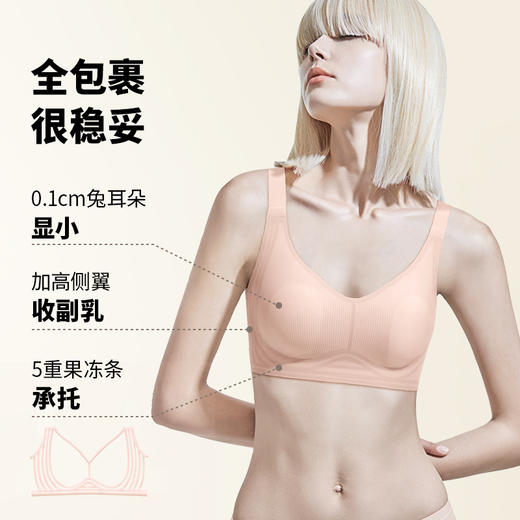 D1-【B-F杯】【2件装更划算】【大胸显小】【茶肌专利款】兔耳朵 薄款防下垂收副乳聚拢大码文胸  氧气茶肌+小蓝莓+氧气夏沫 商品图3