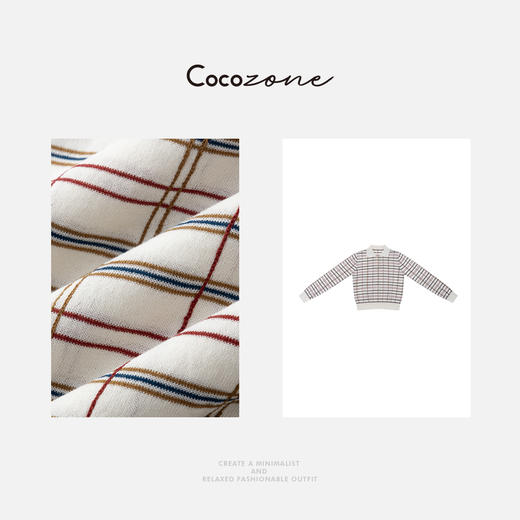 COCO ZONE 刘一一 2025新款格子撞色polo领套头针织衫CD1A0662 商品图2