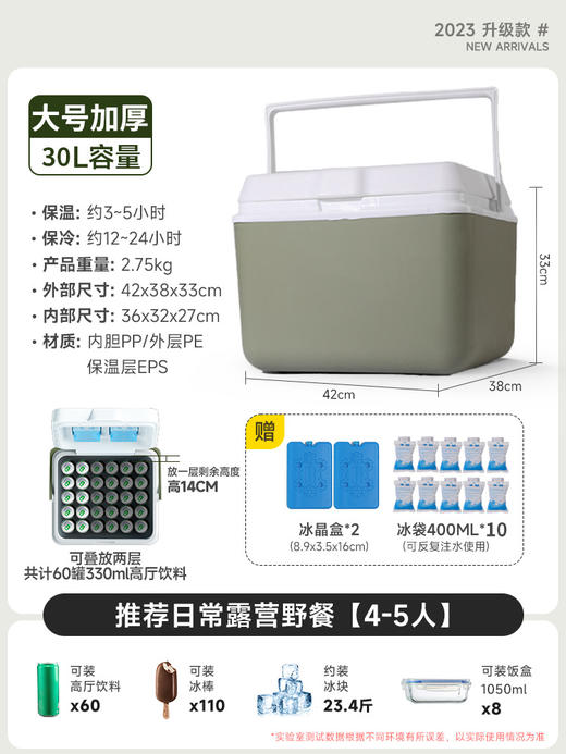 【冰暖保鲜！户外露营野餐必备】露营野餐冷藏冰箱，手提保温箱冰桶，保鲜保冷保暖，新鲜成分锁定，承重力强，多功能设计，环保食品级材质；24小时长效保鲜，处处温馨！ 商品图8