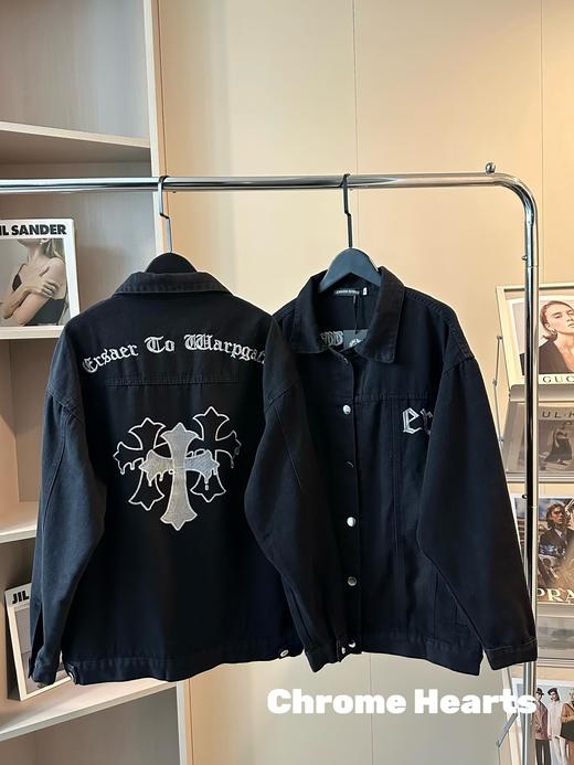 克罗心重工刺绣水洗做旧牛仔夹克外套 商品图1