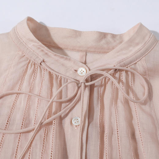 谜底衬衫分袖女2025夏季新品通勤立体花朵大廓形T型衬衣252MC0604 商品图3