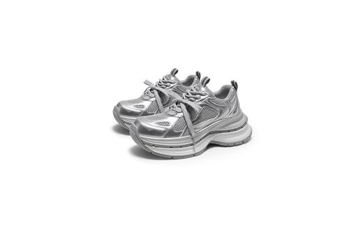 千百度银色厚底老爹鞋女款春季新增高运动网面鞋时尚休闲鞋A25188893 商品图8