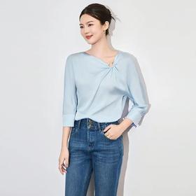 【高货wl】全新升级【铂金会员211/天猫279/差价68】(12657) 洛诗琳25新款典雅上衣设计感珍珠造型时尚斜领七分袖衬衫