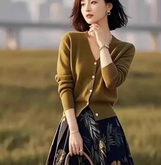 （预售15天）时尚开衫上衣，搭配印花半身裙两件套装LJX-057 商品图2