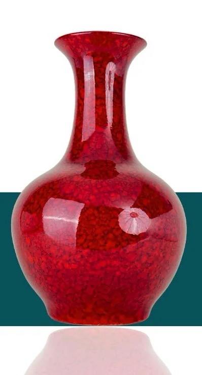 JS（任亿果）景德镇花瓶锦绣前程中国红赏瓶+底座 商品图0