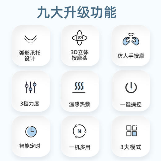 [甄选]【仿真揉捏 热敷呵护】乐摩吧 按摩枕 全身仿真揉捏推按 恒温热敷技术 3D仿真按摩 3档力度可调 3大模式可选 缓解颈椎腰酸痛 舒缓疲劳LMB-YJ02 商品图6