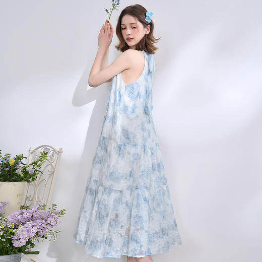 【海盐度假风】重工流苏晕染挂脖连衣裙女春夏宽松长裙V0050628 商品图4