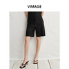 VIMAGE纬漫纪高腰时尚修身直筒黑色休闲短裤夏季新款V2305913 商品缩略图2