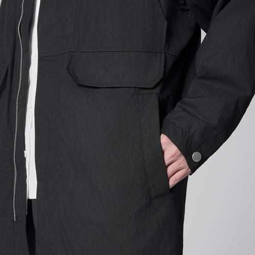 墨麦客男装斜纹肌理中长款风衣男2024秋季新款男士翻领外套81227 商品图3