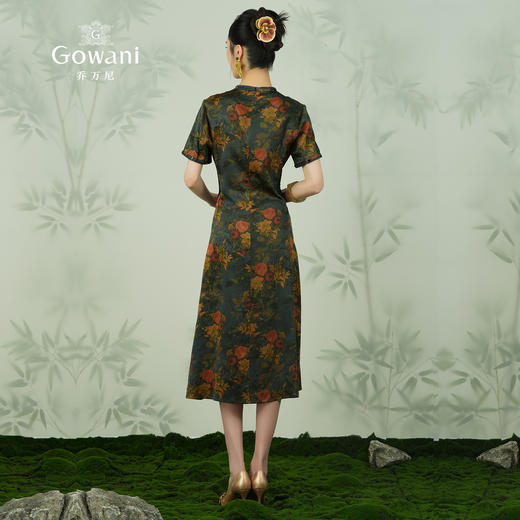 【蓝色古典花】乔万尼装柜夏季新款桑蚕丝连衣裙复古花真丝长裙ES2E121 商品图4