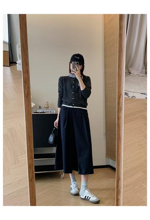 折纸裙jin口抗皱超态棉不对称对褶裥A字裙高腰半身裙 商品图8