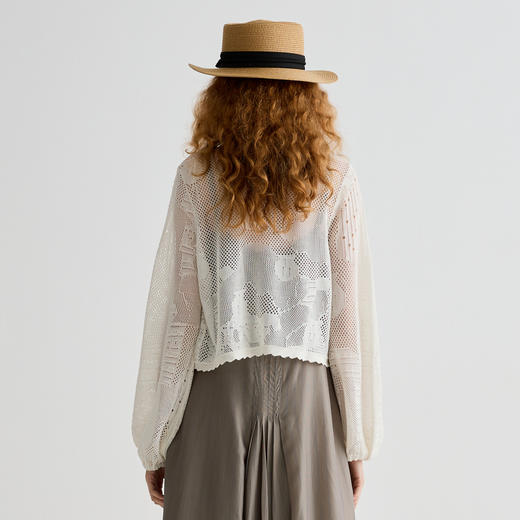 谜底针织开衫长袖女2025夏季新品复古文艺合身H型短毛衣252MZ0881 商品图2