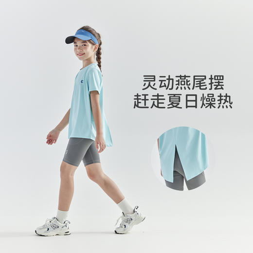 cicochild2025年夏季新款亲子款中大女童后背开衩短袖高弹透气T恤 商品图2