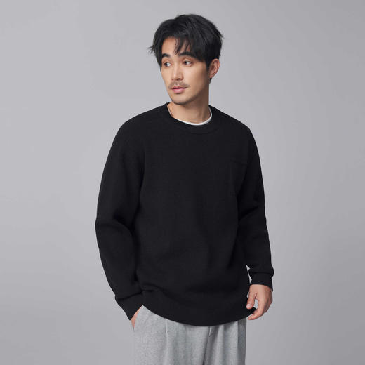 墨麦客男装2024年秋季新款加厚圆领毛衣男士肌理针织打底衫外套男 商品图1