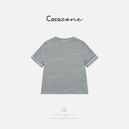 COCO ZONE 刘一一25新款时尚圆领袖口撞色拼接女T恤ACD2A0636 商品图1