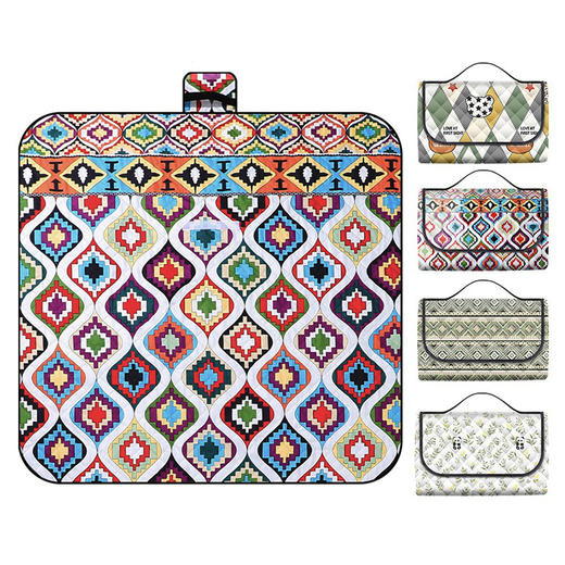 【户外好物丨华小贝多功能户外露营毯&三层加厚防水野餐垫】选用棉纱材质，民族风复古针织图案，流苏边设计精致美观，造型百搭。三层棉加厚野餐垫，采用210D面料，隔潮透气易打理，平整厚实还舒适，多场景可用 商品图1