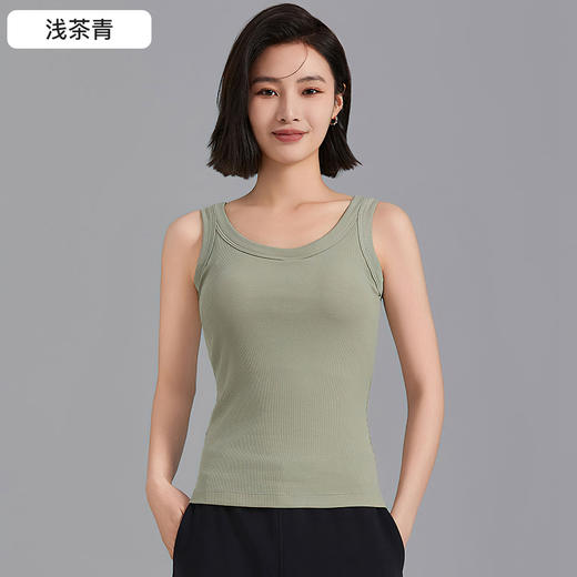 I'd爱帝女士罗纹背心一体杯带胸垫内搭打底背心 商品图7