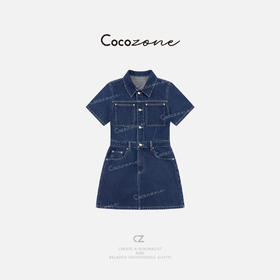 COCO ZONE 刘一一 100棉早春高级感百搭牛仔连衣裙ACD1A0254