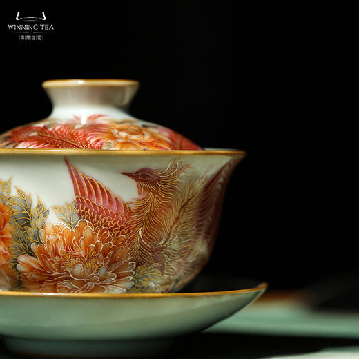 问鼎汝瓷月白精工复刻款正德盖碗（鸾翔凤集） 商品图3