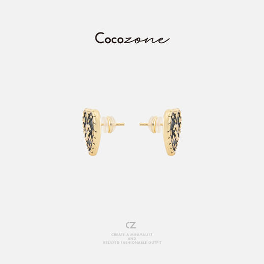 COCO ZONE 经典格纹爱心小众设计感耳钉CD2A0715 商品图0