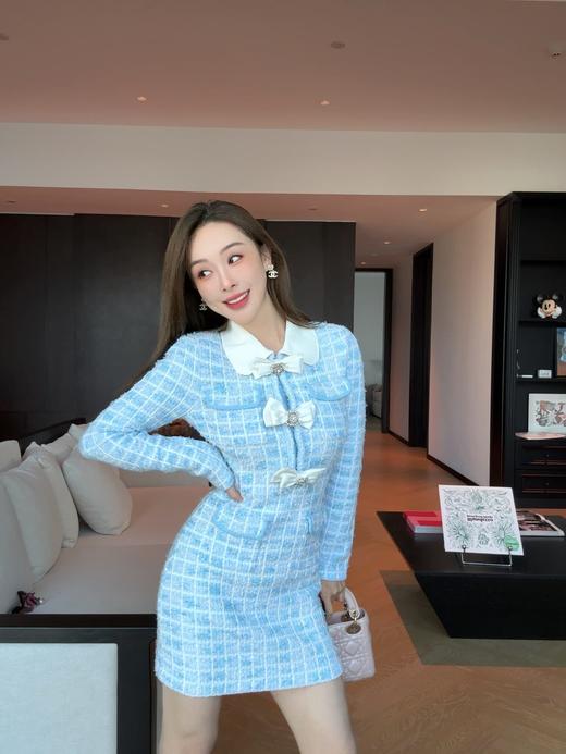 [ PIAN AI ] 冷小姐#  自带柔焦滤镜地baby蓝色/ 法式名媛小香风连衣裙 商品图0