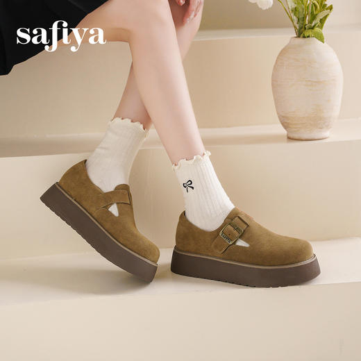 Safiya/索菲娅2025增高勃肯鞋一脚蹬松糕厚底懒人百搭休闲单鞋SFD1112421 商品图3