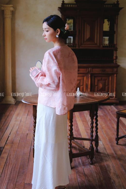 【门店同款】ENJOY夏季云敛-春光推盏粉绿繁枝中式外套 161922891 商品图12