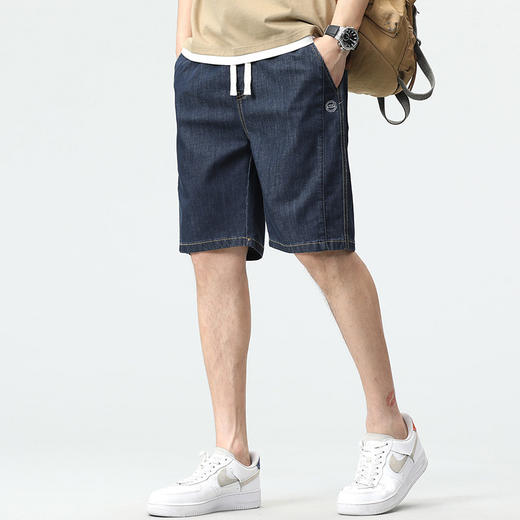 【天丝莱赛尔】【DYG】大依优型大码男装五分牛仔短裤夏季冰丝薄料松紧腰加肥加大中裤胖子男士 商品图4