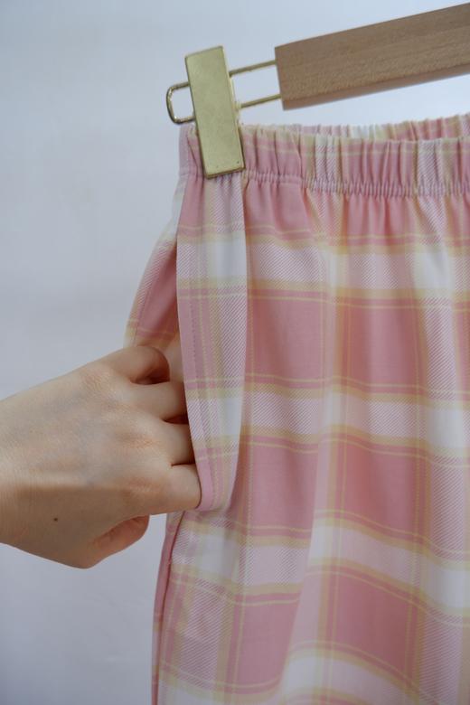 云仓【红豆剪标】短袖情侣格纹睡衣套装 50支干爽棉 商品图5