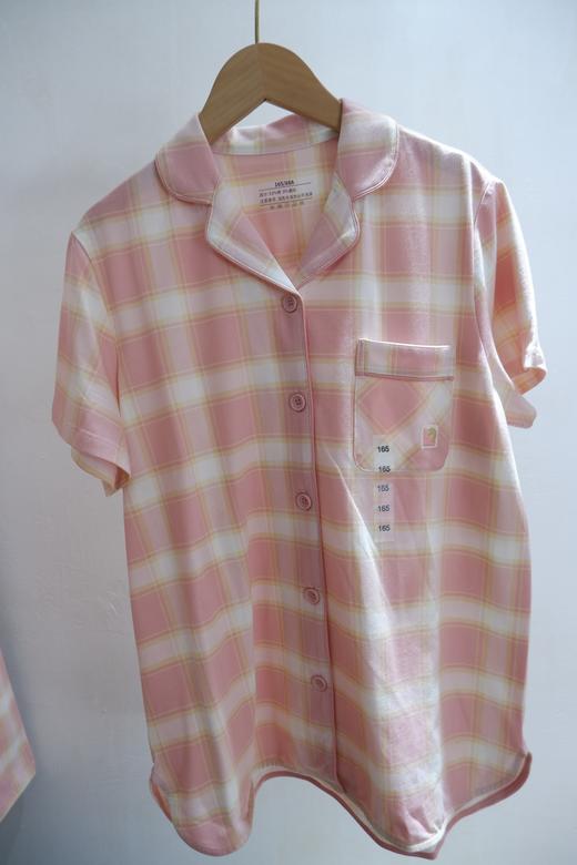 云仓【红豆剪标】短袖情侣格纹睡衣套装 50支干爽棉 商品图2