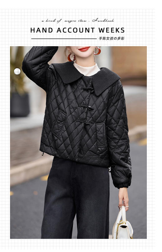 太划算了！！宽松版-9311 可拆卸翻领亮面布盘扣夹棉外套-喜出 商品图4