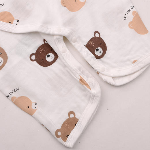 棉果果夏季男童女童5A抗菌防蚊哈衣爬服纱布短袖蝴蝶连体衣M201726225243 商品图4