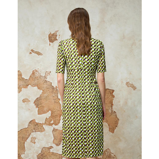 EITIE爱特爱时尚压褶高腰a字显瘦撞色印花V领连衣裙夏季新款8207943 商品图4