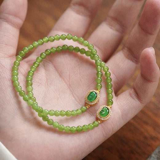 碧玉冰种苹果绿米珠手串 CR 商品图2