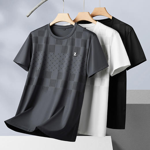 【冰丝】【DPF】大依优型大码短袖T恤冰丝弹力半袖加肥加大夏季新款肥佬运动上衣男士 商品图1
